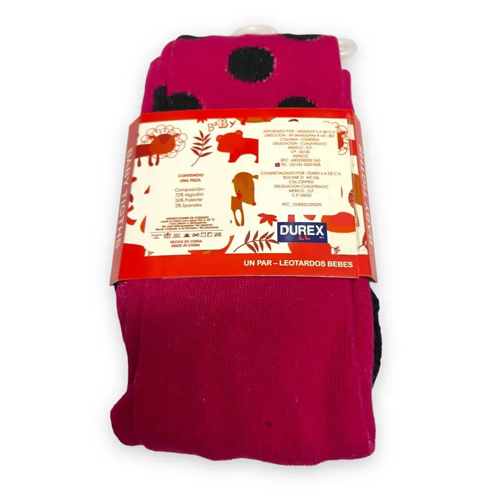 Durex Girls Tights Size 0-6 Months Pink Black Ladybug Print Polka Dot‎ Feet NEW